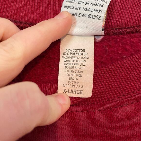 Looney Tunes Tweety XL Red Sweatshirt Vintage Pullover Long Sleeve Top Shirt - Picture 5 of 6